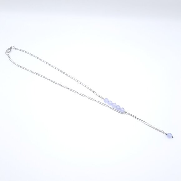 Purple Quartzite Chakra Gemstone Asymmetrical Adjustable Chain Necklace Handmade - Picture 3 of 8